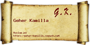 Geher Kamilla névjegykártya